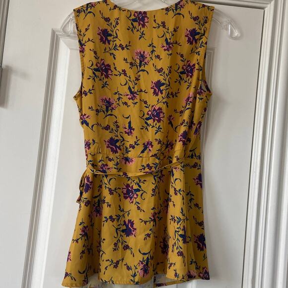 Modcloth Top Women's Size Small Yellow Chic Sophistication Floral Sleeveless Top - Picture 5 of 12